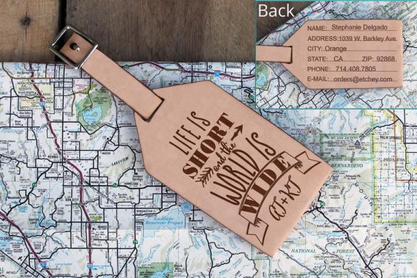 Personalised luggage tags make a great unique travel gift! These ones have a travel quote and can include your initials as well.